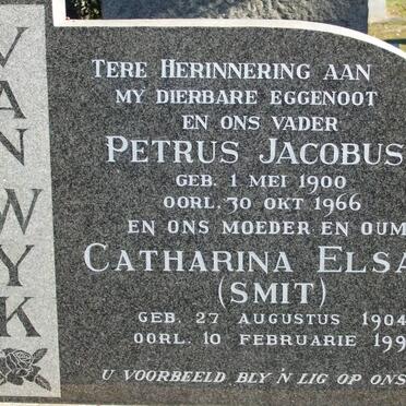 WYK Petrus Jacobus, van 1900-1966 &amp; Catharina Elsabe SMIT 1904-1991