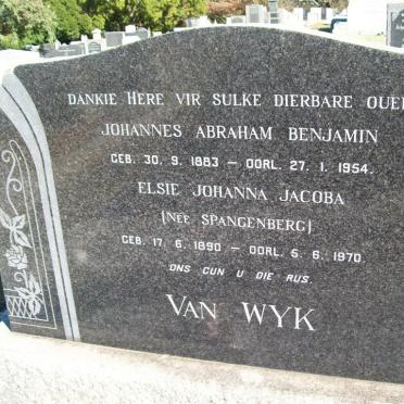 WYK Johannes Abraham Benjamin 1883-1954 &amp; Elise Johanna Jacoba SPANGENBERG 1890-1970