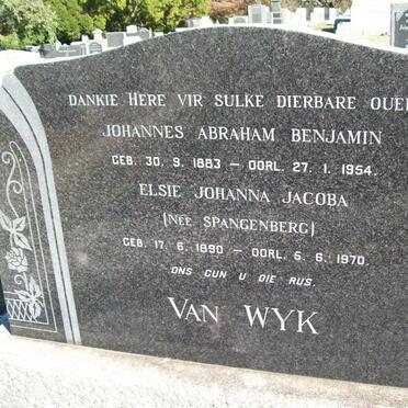 WYK Johannes Abraham Benjamin 1883-1954 &amp; Elise Johanna Jacoba SPANGENBERG 1890-1970