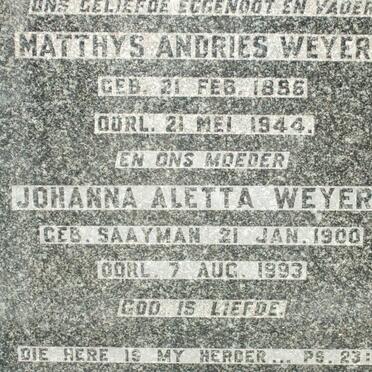 WEYERS Matthys Andries 1886-1944 &amp; Johanna Aletta SAAYMAN 1900-1993_2
