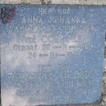 WESTHUIZEN Johannes  Jacobus, van der 1901-1981 &amp; Anna Johanna COETZEE 1900-1981