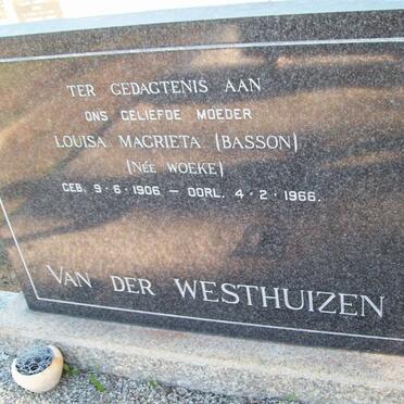 WESTHUIZEN Louisa Magrieta previously BASSON nee WOEKE 1906-1966