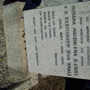 WESTHUIZEN Susana Magalena, van der nee SMAL 1897-1954