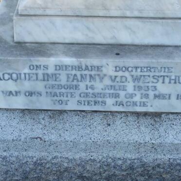 WESTHUIZEN Jacqueline Fanny, van der 1933-1938