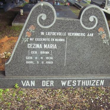 WESTHUIZEN Gezina Maria, van der nee BRINK 1936-1989