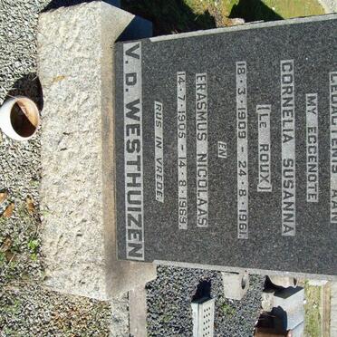 WESTHUIZEN Erasmus Nicolaas, van der  1905-1969 &amp; Cornelia Susanna LE ROUX 1909-1961