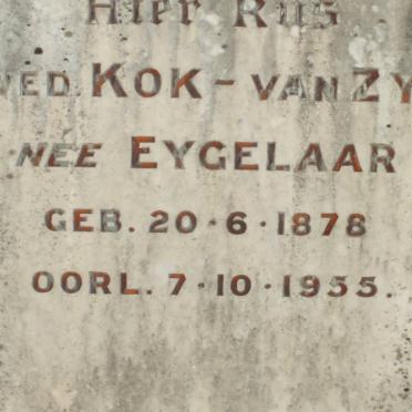 ZYL Neeltjie Maria Johanna, van formerly KOK nee EYGELAAR 1878-1955