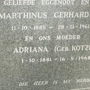 ? Marthinus Gerhardus 1885-1961 &amp; Adriana KOTZE 1881-1968