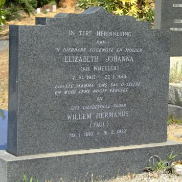 ? Willem Hermanus 1910-1972 &amp; Elizabeth Johanna WHEELER 1917-1961