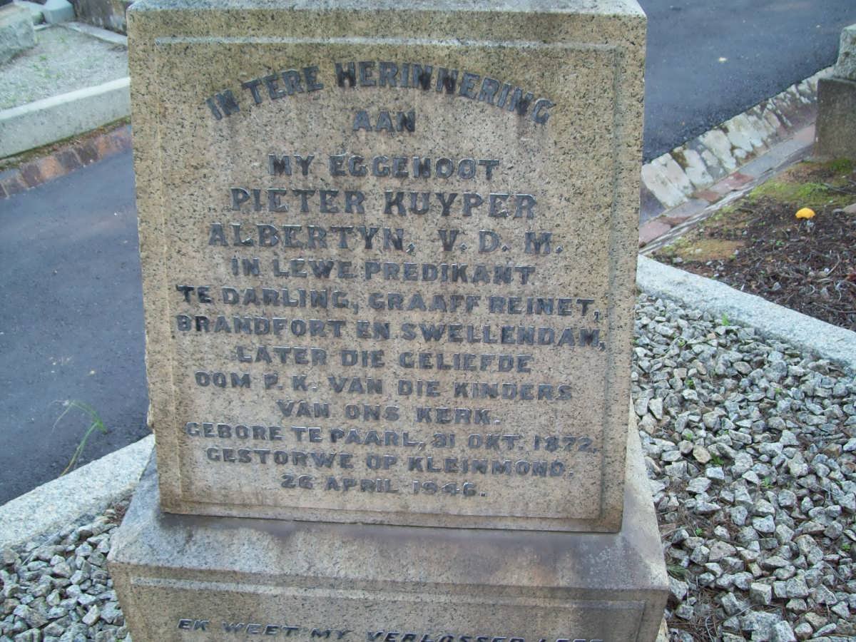 ALBERTYN Pieter Kuyper 1872-1946 &amp; Elise MORGAN 1882-1959