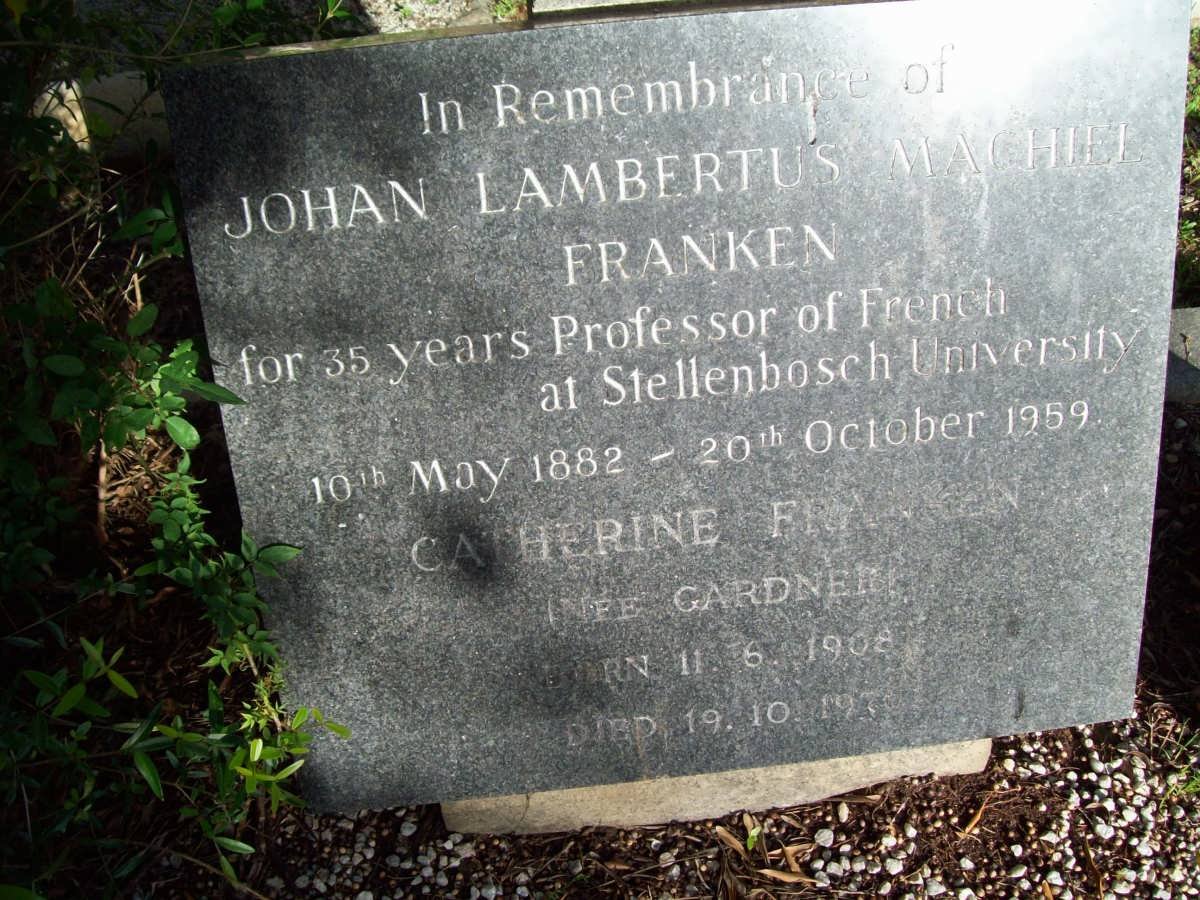 FRANKEN Johan Lambertus Machiel 1882-1959 &amp; Catherine GARDNER 1908-197?