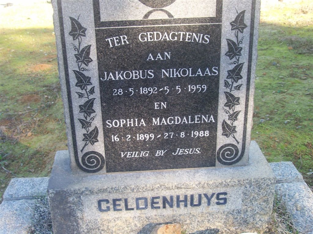 GELDENHUYS Jakobus Nikolaas 1892-1959 &amp; Sophia Magdalena 1899-1988