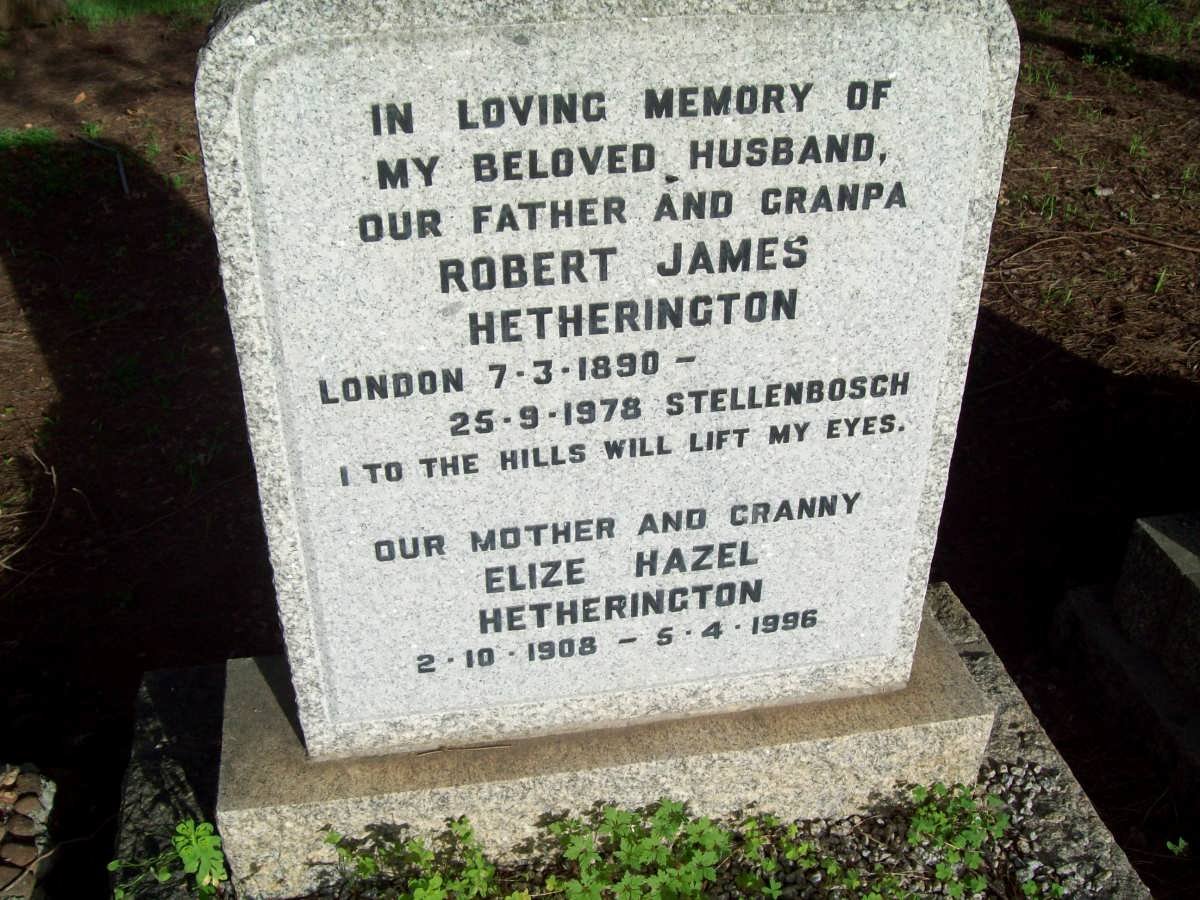 HETHERINGTON Robert James 1890-1978 &amp; Elize Hazel 1908-1996