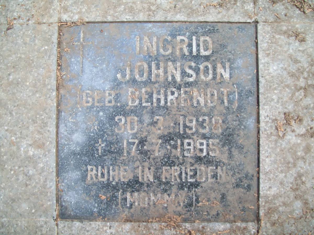 JOHNSON Ingrid nee BEHRENDT 1938-1995