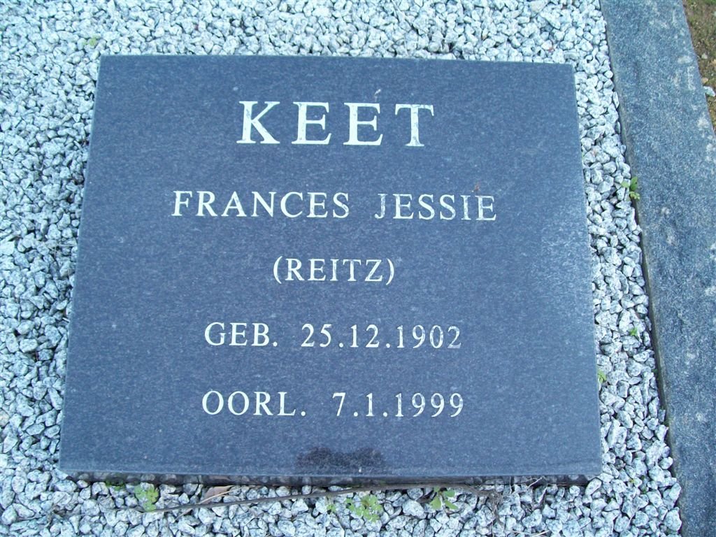 KEET Frances Jessie nee REITZ 1902-1999