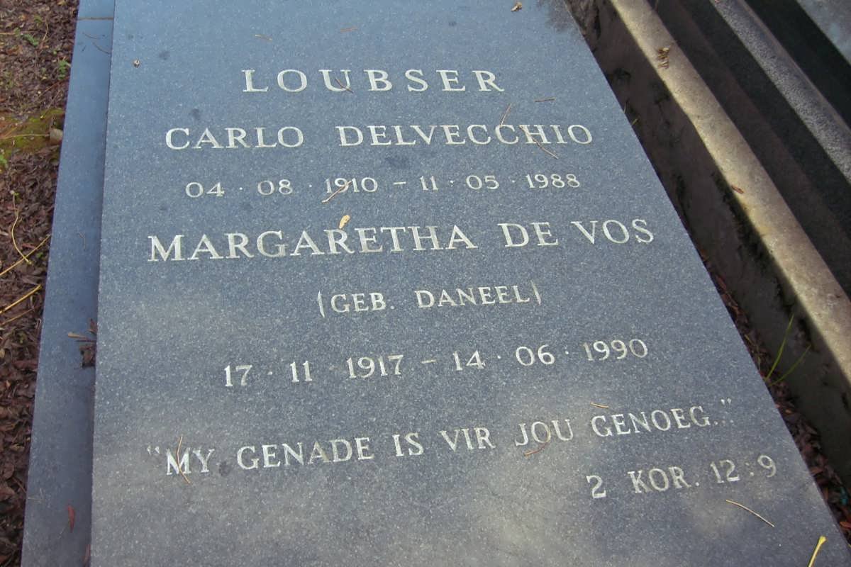 LOUBSER Carlo Delvecchio 1910-1988 &amp; Margaretha de Vos DANEEL 1917-1990