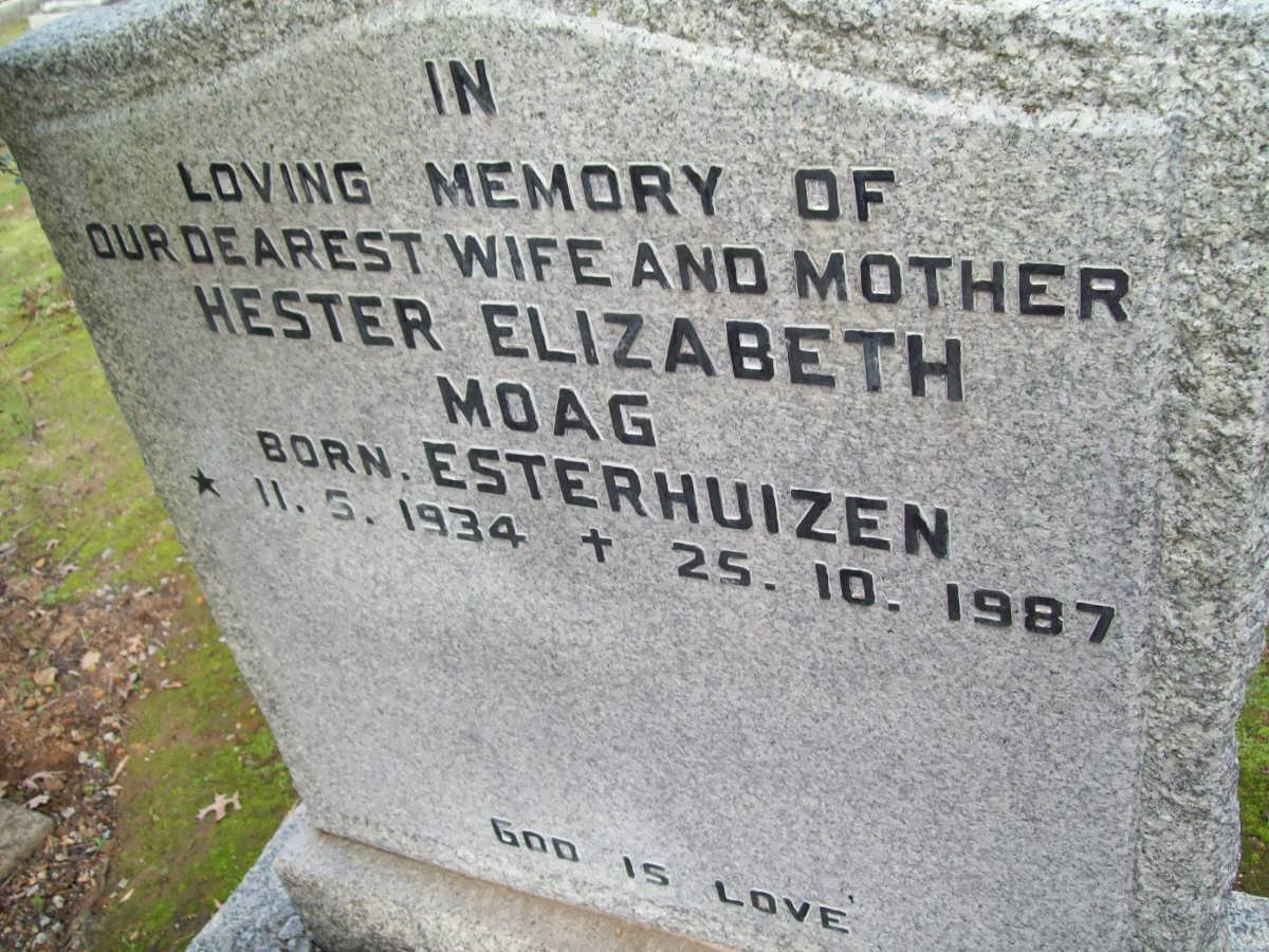 MOAG Hester Elizabeth nee ESTERHUIZEN 1934-1987