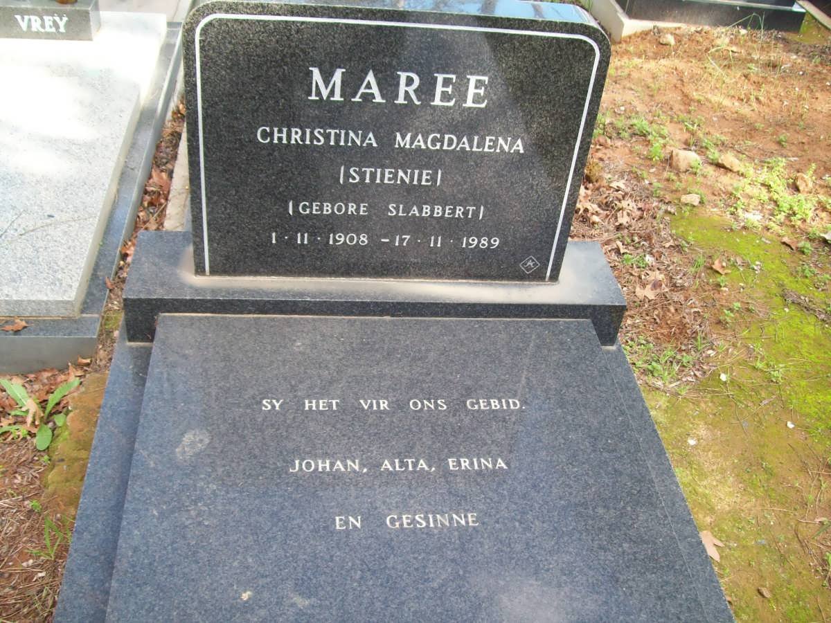 MAREE Christina Magdalena nee SLABBERT 1908-1989