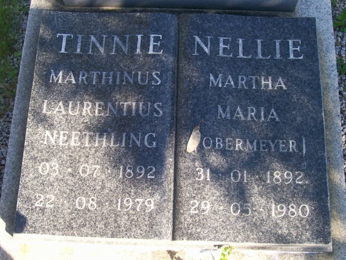 NEETHLING Marthinus Laurentius 1892-1979 &amp; Martha Maria OBERMEYER 1892-1980