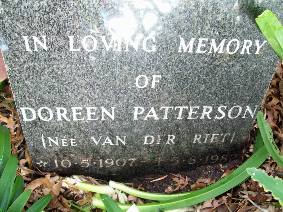 PATTERSON Doreen nee VAN DER RIET 1907-1982