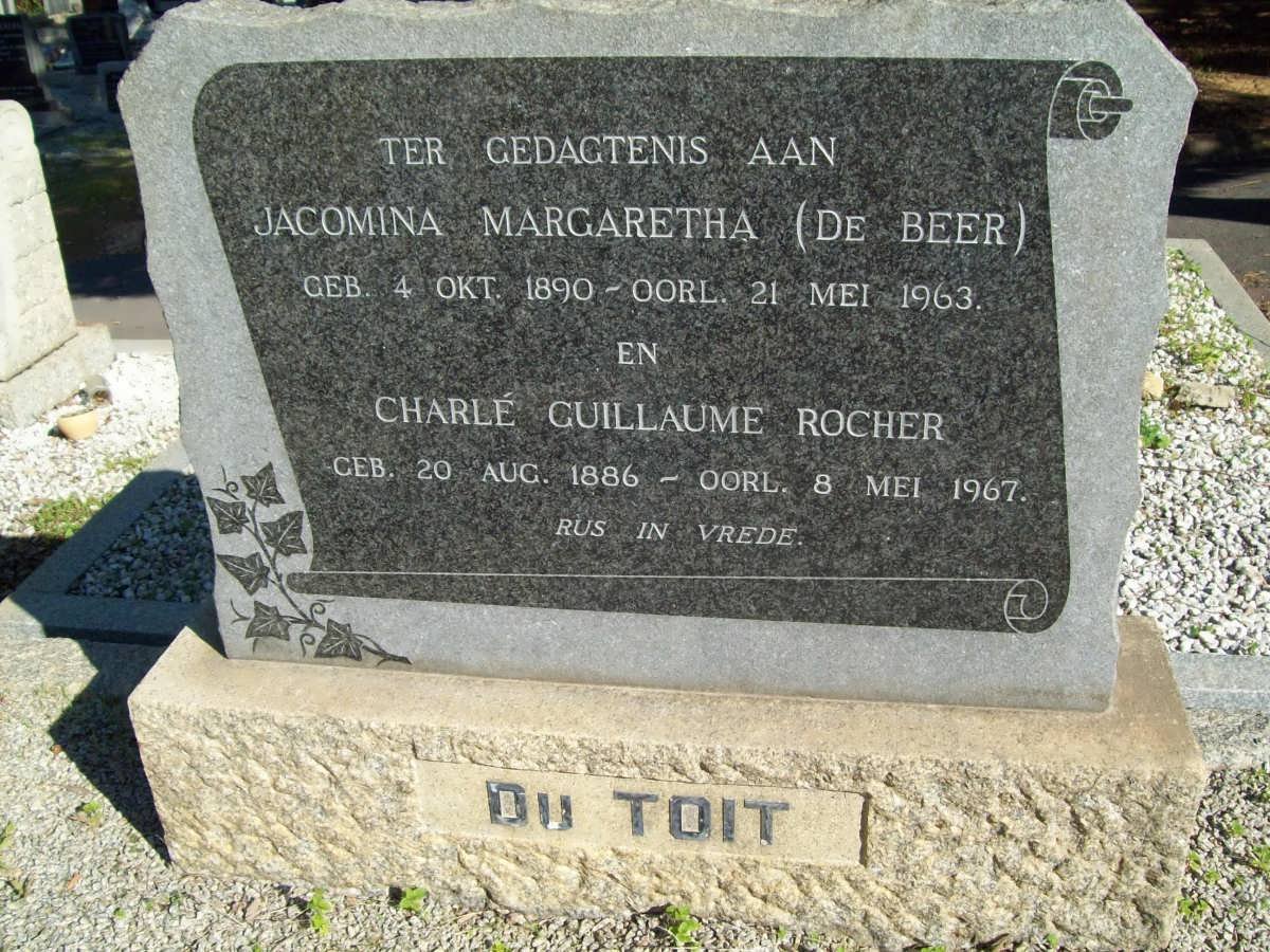 TOIT Charle Guillaume Rocher, du 1886-1967 &amp; Jacomina Margaretha DE BEER 1890-1963