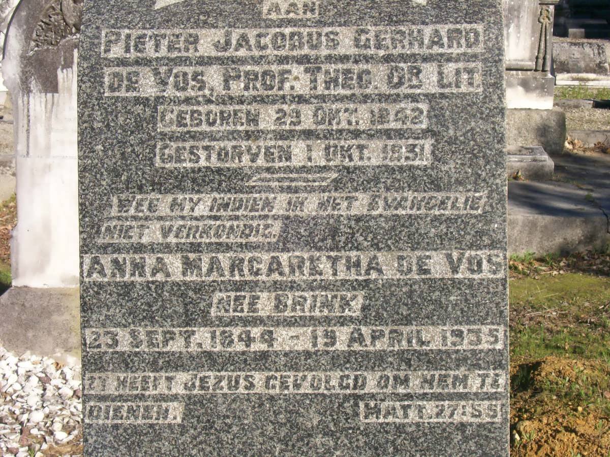 VOS Pieter Jacobus Gerhard, de 1842-1931 &amp; Anna Margaretha BRINK 1844-1935