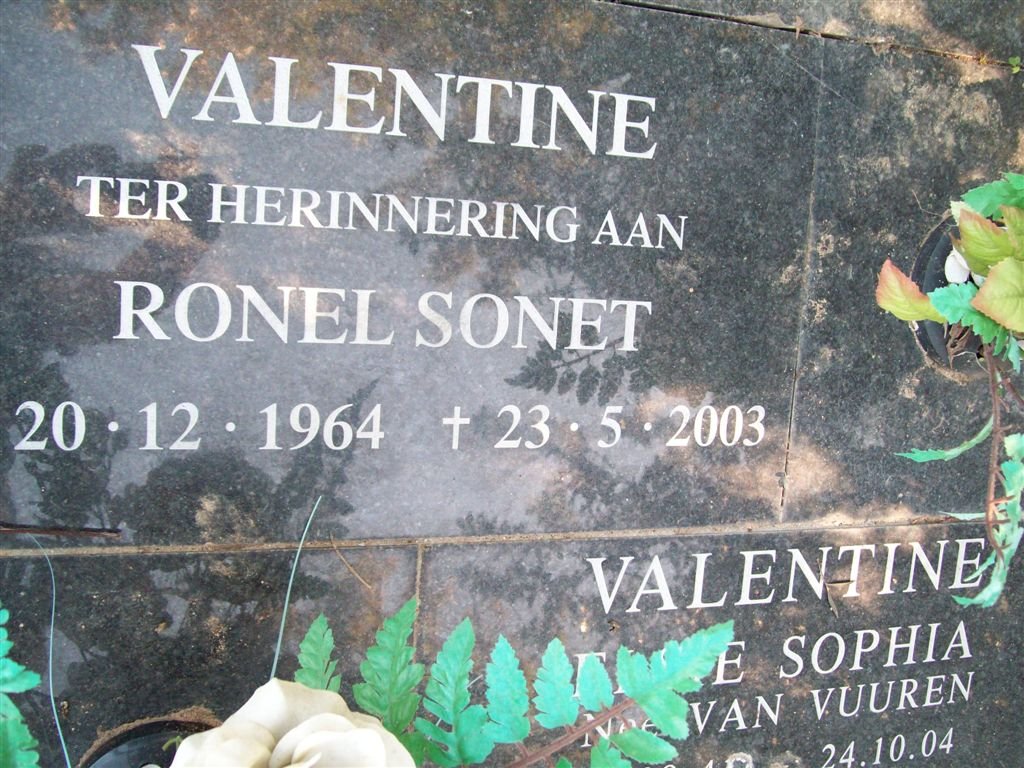 VALENTINE Ronel Sonet 1964-2003