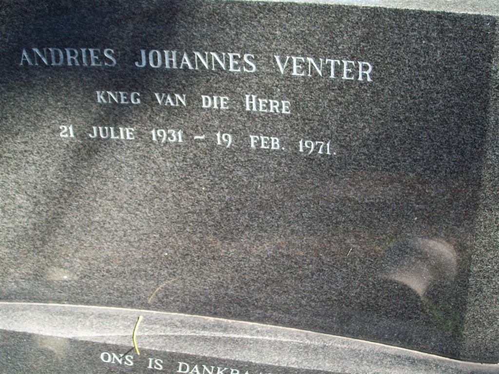 VENTER Andries Johannes 1931-1971