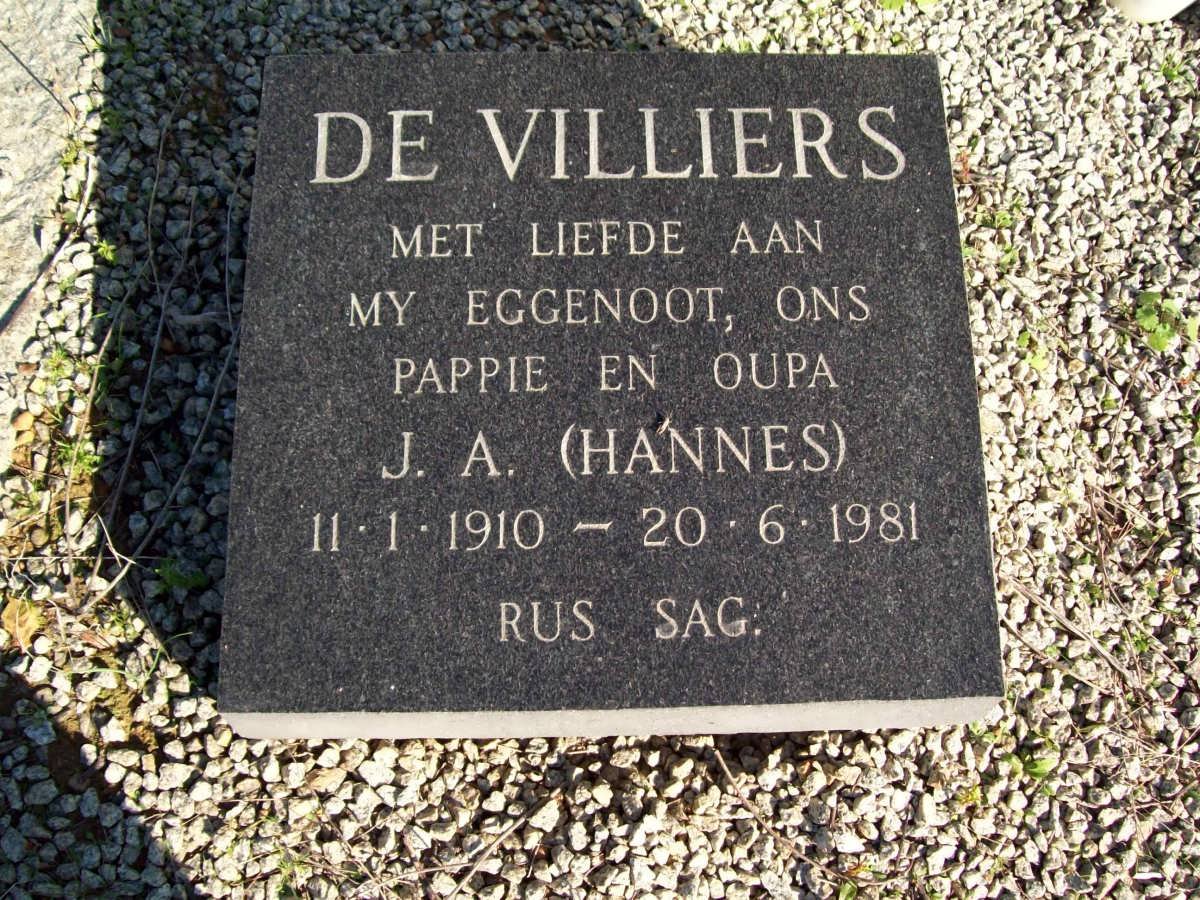 VILLIERS J.A, de 1910-1981