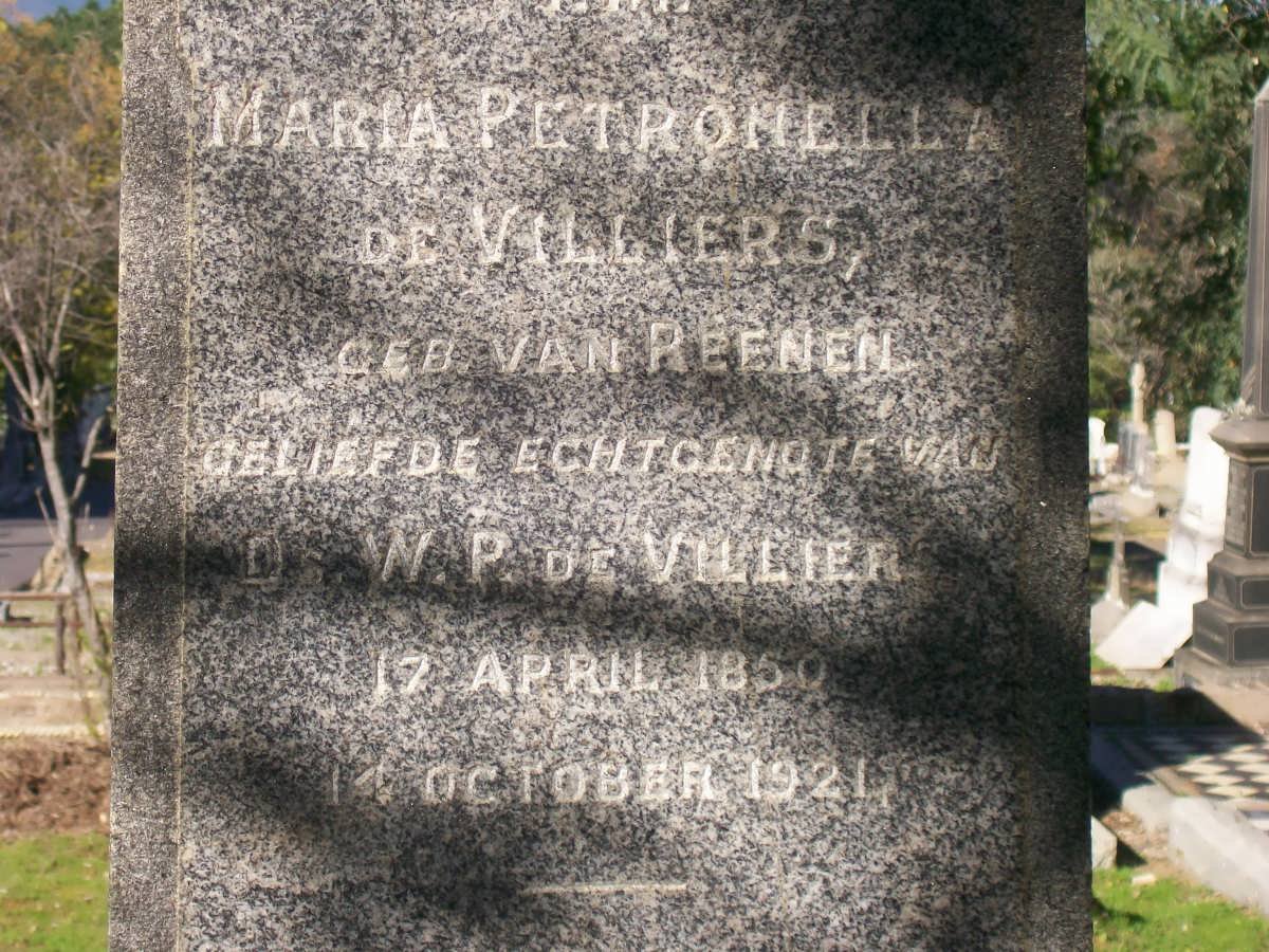 VILLIERS Willem Petrus, de 1843-1905 &amp; Maria Petronella VAN REENEN 1850-1921