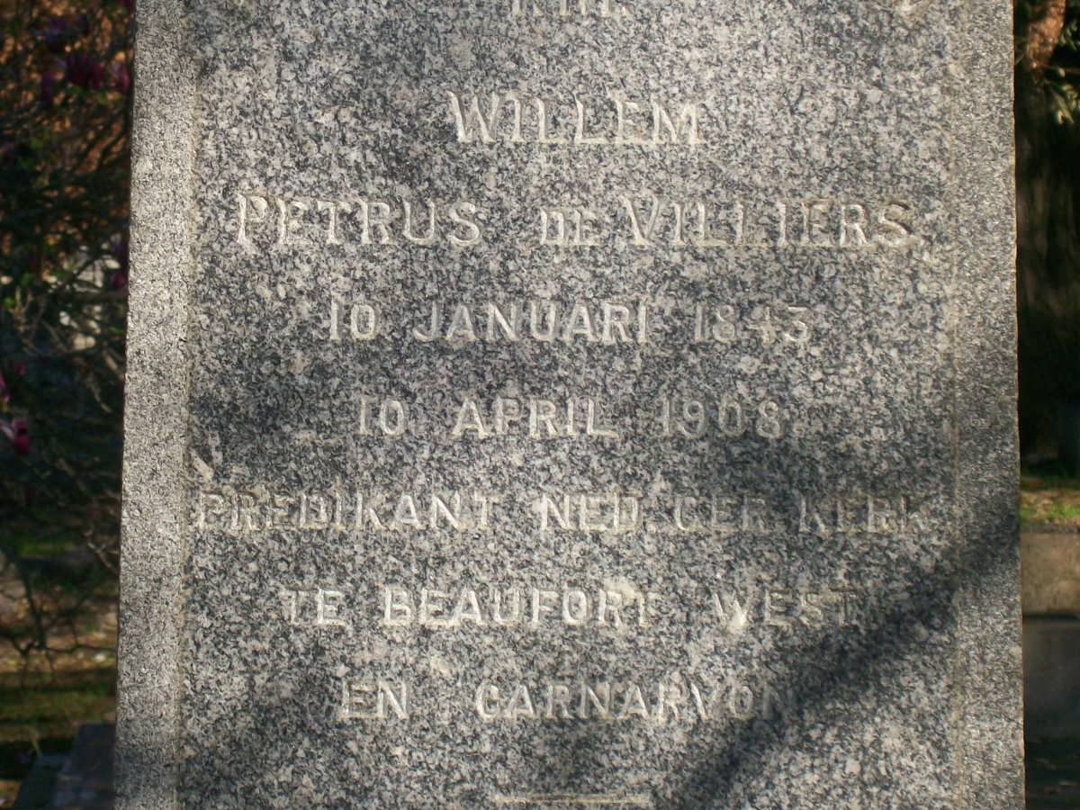 VILLIERS Willem Petrus, de 1843-1905 &amp; Maria Petronella VAN REENEN 1850-1921