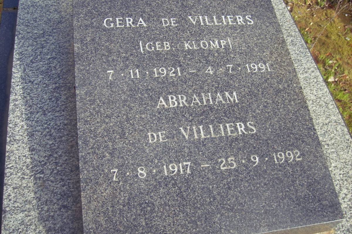 VILLIERS Abraham, de 1917-1992 &amp; Gera KLOMP 1921-1991