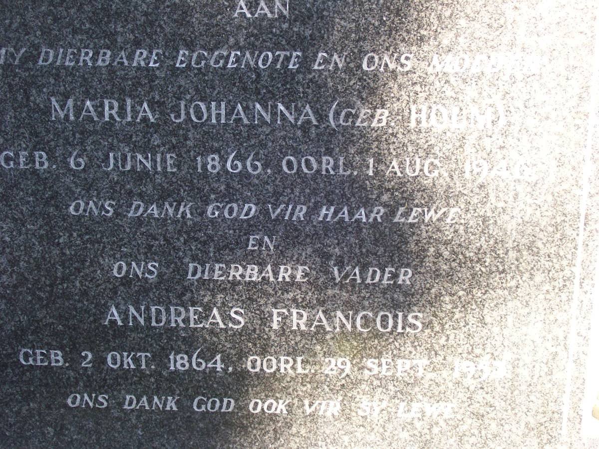 VILLIERS Andreas Francois, de 1864-1953 &amp; Maria Johanna ? 1866-194?