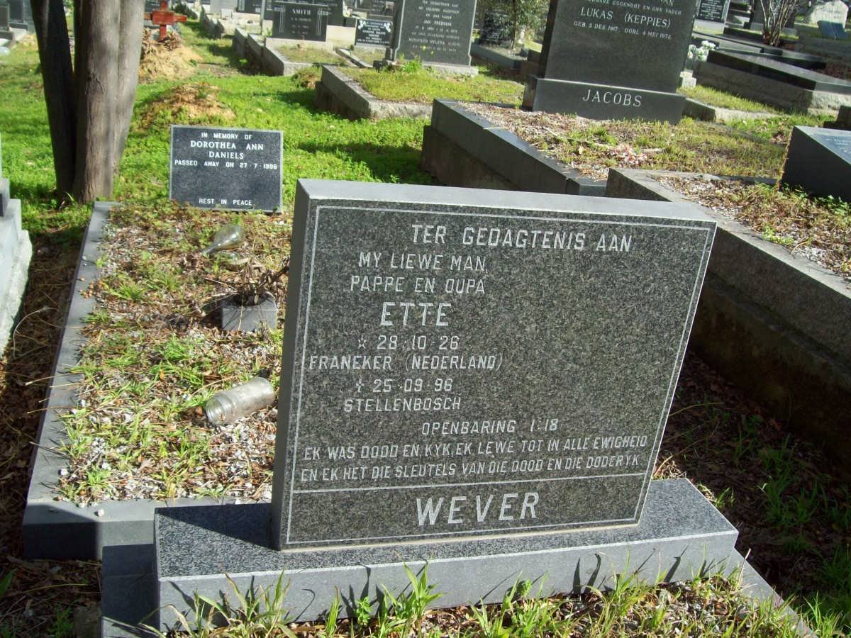 WEVER Ette 1926-1996