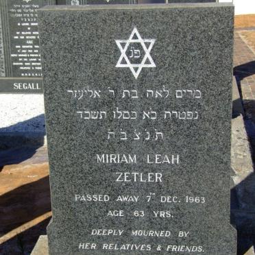 ZETLER Miriam Leah -1963