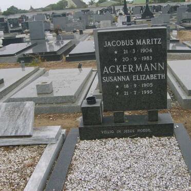 ACKERMANN Jacobus Maritz 1904-1983 &amp; Susanna Elizabeth 1905-1995
