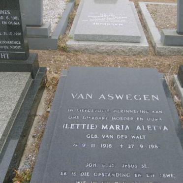 ASWEGEN Maria Aletta, van nee VAN DER WALT 1916-1981