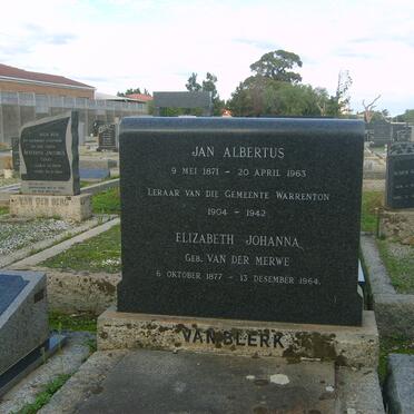 BLERK  Jan Albertus, van 1871-1963 &amp; Elizabeth Johanna VAN DER MERWE 1877-1964