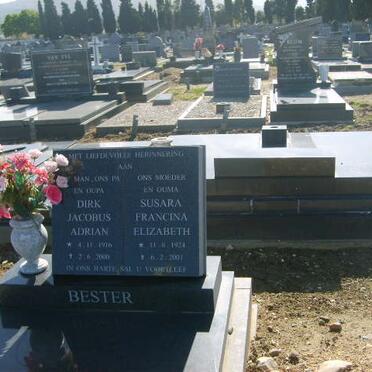 BESTER Dirk Jacobus Adrian 1916-2000 &amp; Susara Francina Elizabeth 1924-2001