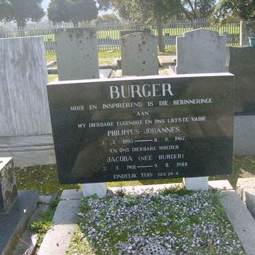 BURGER Philippus Johannes 1893-1967 &amp; Jacoba BURGER 1901-1988