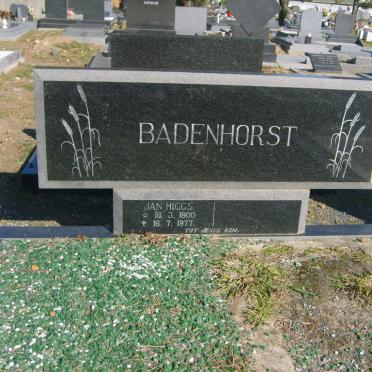 BADENHORST Jan Higgs 1900-1977