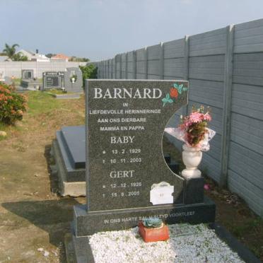 BARNARD Gert 1926-2005 &amp; Baby 1929-2003