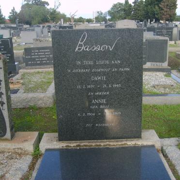 BASSON Dawie 1897-1965 &amp; Annie HILL 1904-1969