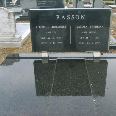 BASSON Albertus Johannes 1897-1976 &amp; Jacoba Fredrika HEYNS 1897-1992