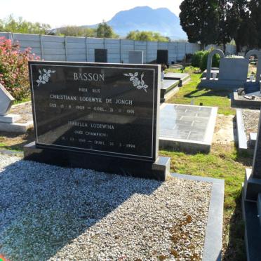 BASSON Christiaan Lodewyk De Jongh 1908-1991 &amp; Isabella Lodewina CHAMPION 1918-1994