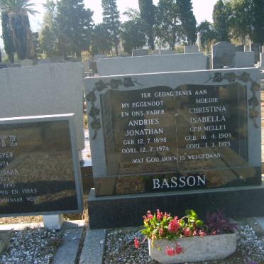 BASSON Andries Jonathan 1898-1974 &amp; Christina Elizabeth MELLET 1905-1975