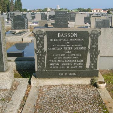 BASSON Christiaan Pieter Johannes 1893-1964 &amp; Wilhemina Hendrina Sadie ROWING formerly BASSON 1901-1988