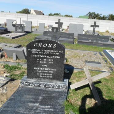 CROUS Christoffel Dawid 1922-1995 &amp; Hester Helena  CONRADIE 1926-1995