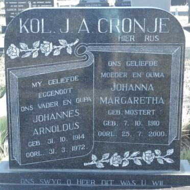 CRONJE Johannes Arnoldus 1914-1972 &amp; Johanna Margaretha MOSTERT 1910-2000