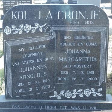CRONJE Johannes Arnoldus 1914-1972 &amp; Johanna Margaretha MOSTERT 1910-2000